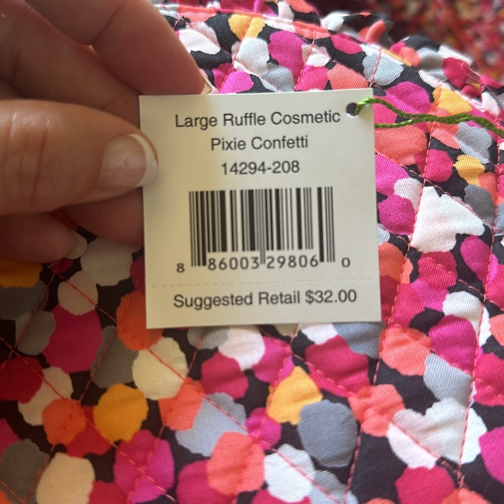 NWT Vera Bradley Large Ruffle Cosmetic Bag in Pixie Confetti - Picture 4 of 4